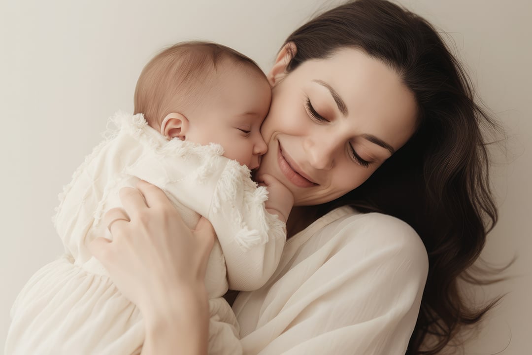 Happy mom with baby