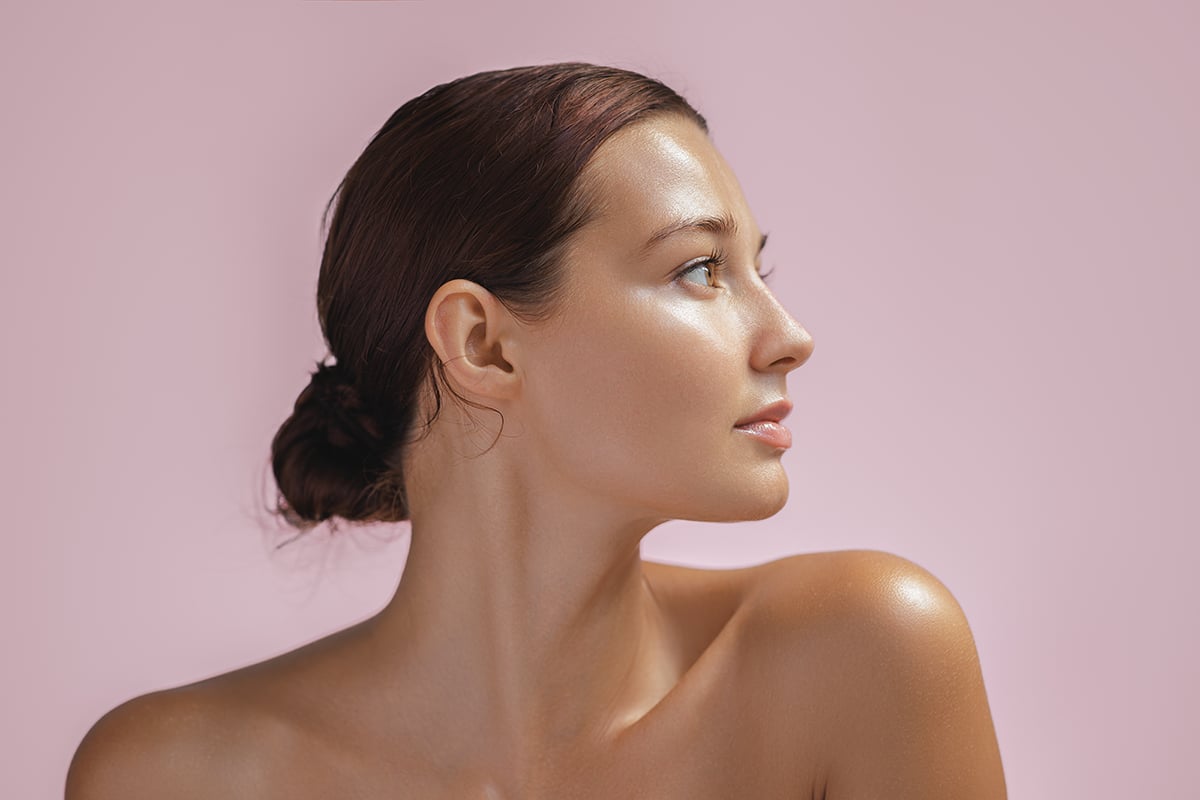 Beauty profile portrait with clean healthy skin Beauty profile portrait with clean healthy skin